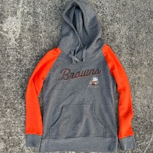 Clean Vintage Fanatics Cleveland Browns Gray and Orange Hoodie with Logo Size S